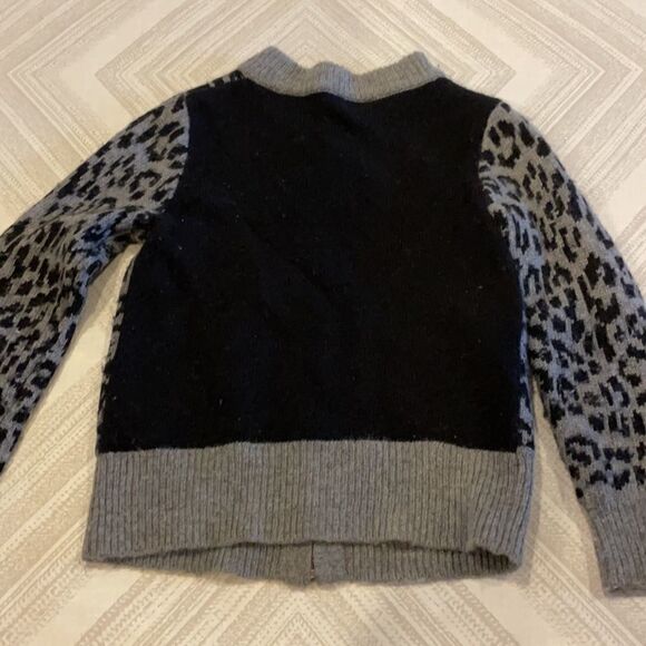Crewcuts Girls Leopard Grey & Black Zipper Sweater - Picture 6 of 6